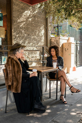 Two women having coffee
