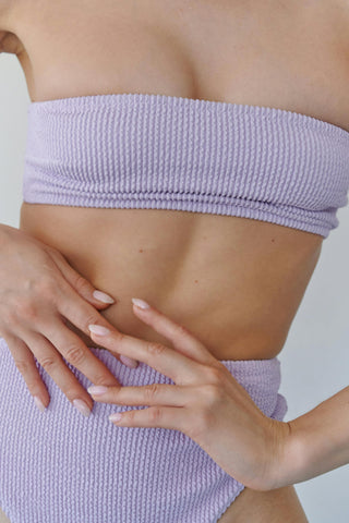 Body of Woman in Lilac Underwear